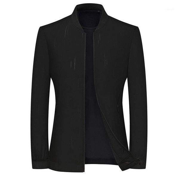 

men's jacket autumn casual jacket striped male windproof stand stand collar slim male bomber1, Black;brown