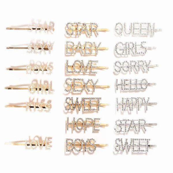 

letter hair clips rhinestone crystal hairpin hairgrip barrette ornament hair accessories christams gifts