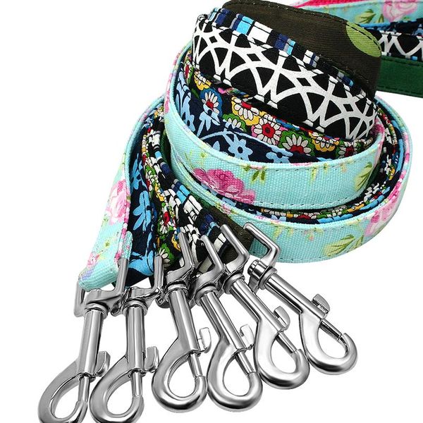 

6 colors dog leash lead nylon printed pet puppy walking leash mesh padded running training leashes rope for small med wmtngo