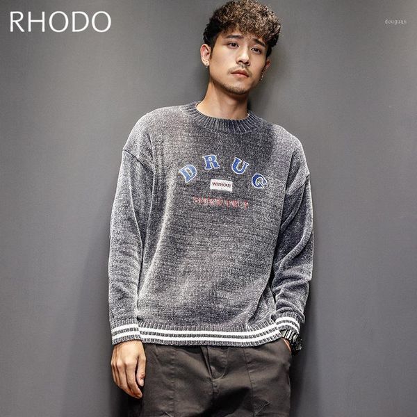 

men`s sweater autumn&winter fashion embroidery warm thick pullover casual slim fit solid sweater o-neck -2xl1, White;black