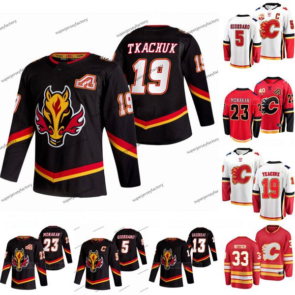 

19 matthew tkachuk calgary flames 2021 reverse retro mark giordano johnny gaudreau sean monahan elias lindholm david rittich jersey, Black;red