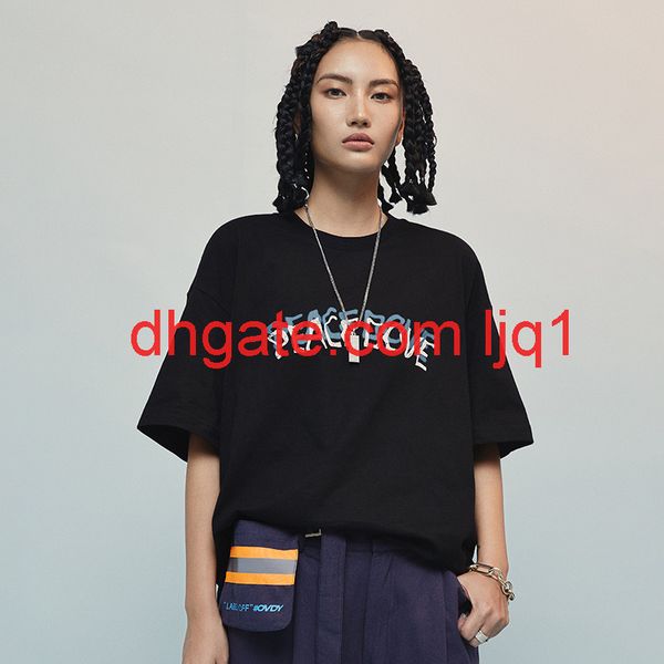 

wxwovdy guochao brand short sleeve men's and women's personalized fashion loose peace dove theme printed t-shirt, Black