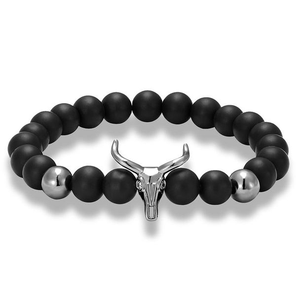 

livvy fashion men's beaded bracelet black cow head natural stone yoga beaded men's bracelets couple jewelry wmtiyc xhlove