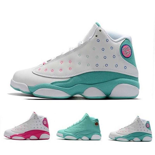 

aurora green jumpman 13 womens basketball shoes rose red mint gs playground 13s women trainers sports sneakers 36-40