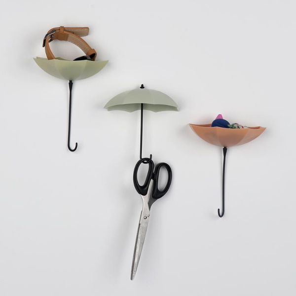 

hooks & rails 3pcs nordic adhesive umbrella hook wall hanger key holder kitchen storage rack organizer bathroom accessories home decor