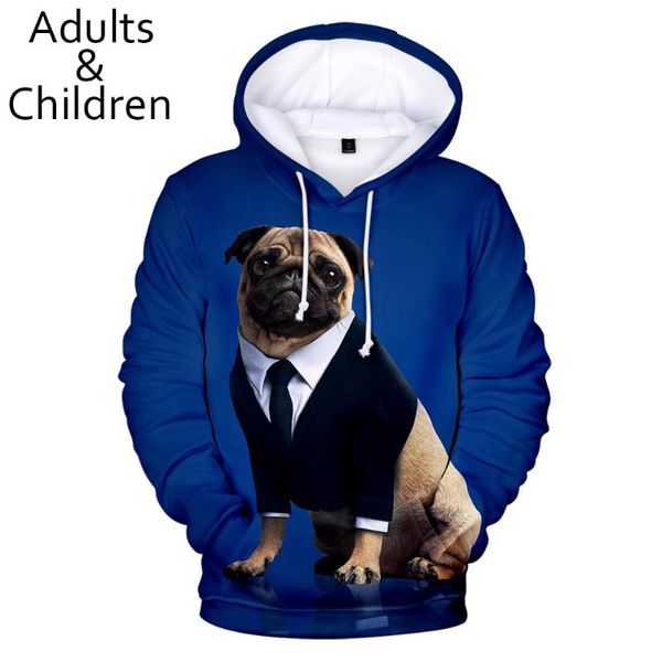 

men's hoodies & sweatshirts 3d printed pug men women sweatshirt harajuku autumn kids casual hoodie pullovers boys girls sweatshirs, Black