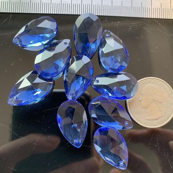 

10pc 20mm blue faceted crystal prism bead pendant chandelier part charm hanging suncatcher diy spacer h bbyhou