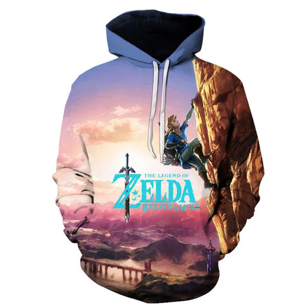 

the legend of zelda anime 3d print hoodies sweatshirts breath of the wild loose majora's cosplay costume men pullover coats, Black
