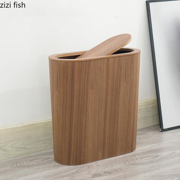 

wooden trash can household cleaning tools office wastebasket rolling cover type trash can storage bucket wooden oval waste bins