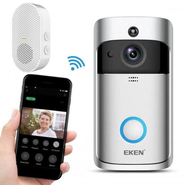 Eken v5 video kapı zili akıllı kablosuz wifi güvenlik kapı zili, ev monitörü gece görüşü toptan 20pcs/lot1