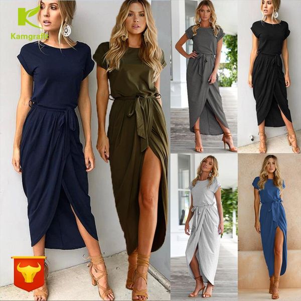 

newsummer fashion short sleeve front split irregular slim dress plus size elegant dress party night club casual qp027, Black;gray