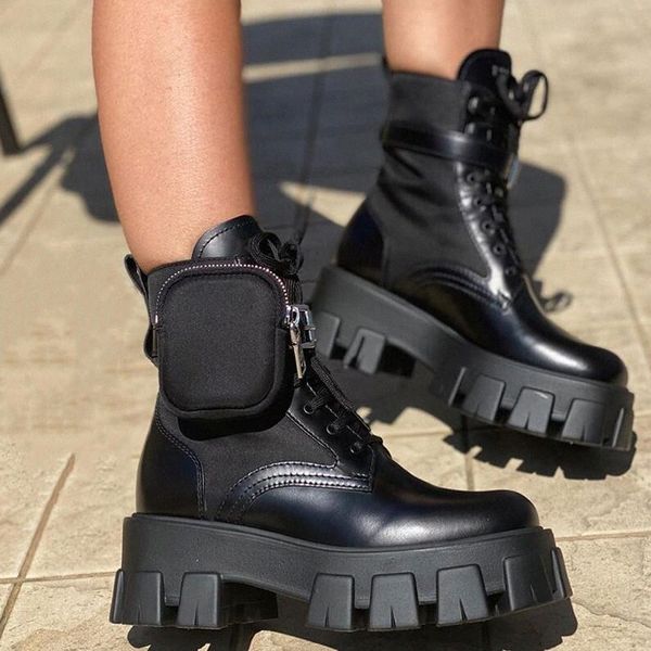 

designers women rois ankle martin fox boots and nylon boot military inspired combat nylon bouch attached to the ankle with strap, Black