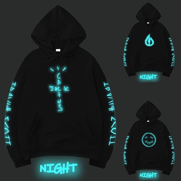 

travis scotts holdiots print lumanous night смешные женщины мужчины толстовка с капюшоном повседневная пуловер harajuku взрослый размер ребе, Black