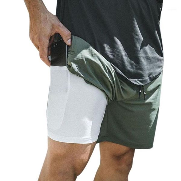

running shorts double-layers men fitness training quick-drying jogging shorts1, Black;blue