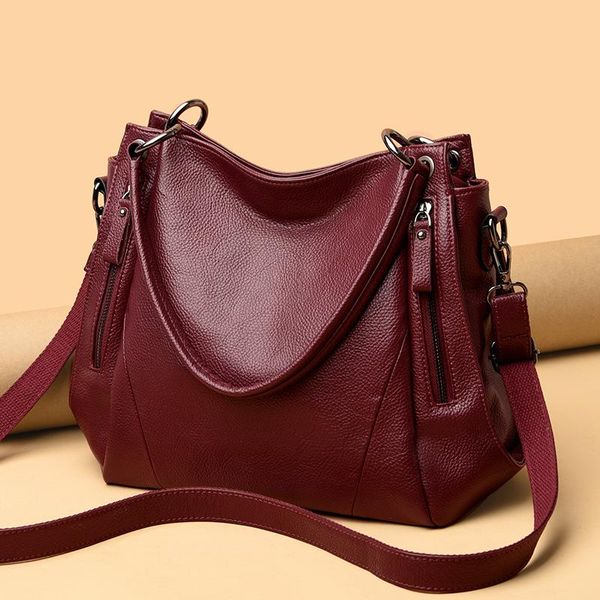 

leather women's bag handbag new style cowhide bag fashion lychee shoulder