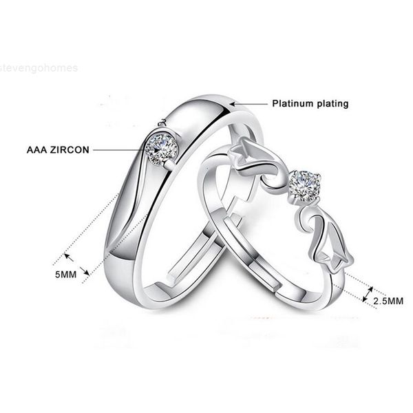 

silver 925 new engagement sterling rings for love couple wedding ring with crystal 20factory ing