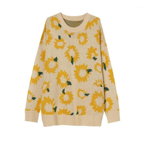 

sweater men new harajuku 2020 autumn winter men's flower print knitted pullover man loose sweater oversized w13501, White;black