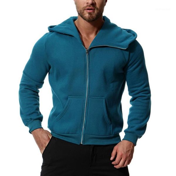 

2019 new autumn winter long sleeve hooded sweatshirt male trend solid color zipper warm cotton hoodies hi-q street style1, Black