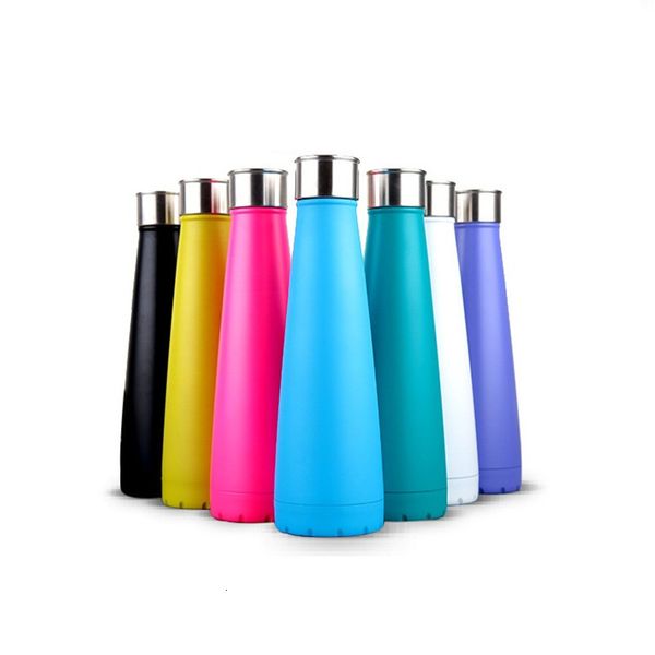 

factory insulated double wall vacuum 450ml water bottle outdoor sports bicycle travel cup 7 colors