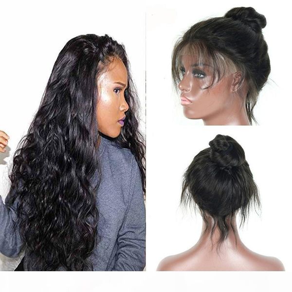 

peruvian human hair full lace wigs with baby hair body wave natural color real human hair full lace wig weaves pre-plucked lace wigs, Black;brown