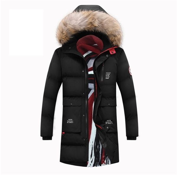 

8xl long jackets men winter fur thick cotton multi-pocket hooded parkas mens casual warm coats windbreaker overcoat c1212, Black