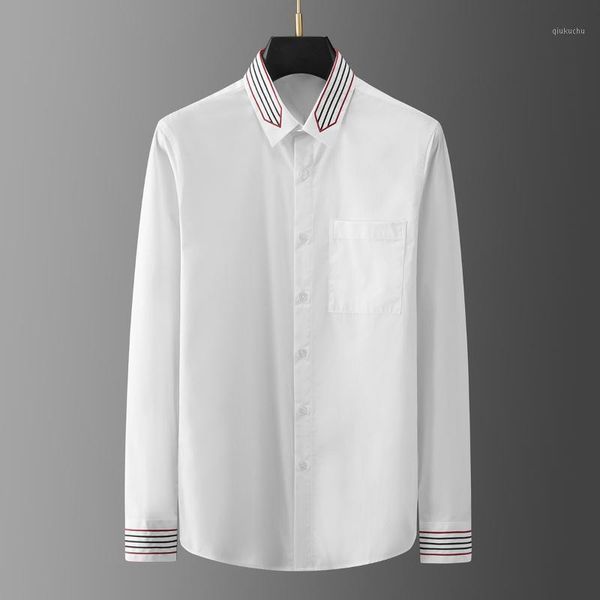 

minglu arrow stripe embroidery male shirts luxury long sleeve solid color mens dress shirts fashion slim fit pary man 3xl1, White;black