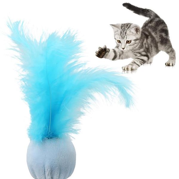 

funny cat toy fishing rod kitten cat pet toy stick teaser rainbow streamer interactive cat play wand with feather toys jllynv