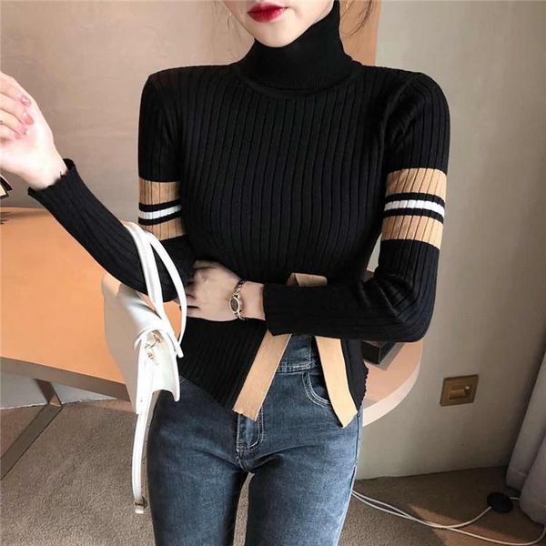

2021 high-waisted female sweater short-waisted autumn navel, winter's super fire os2q, White;black
