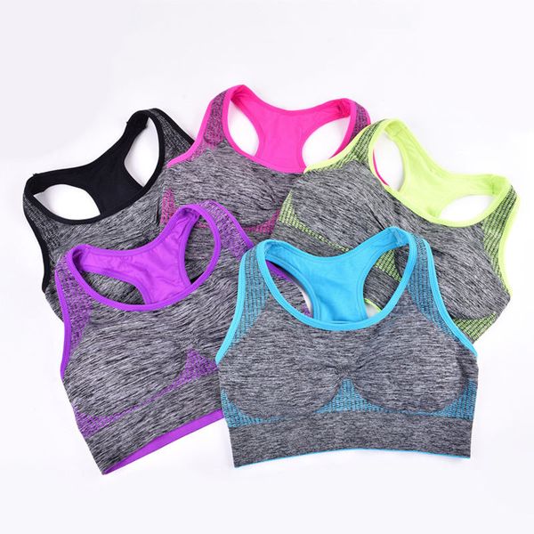 

5 colors quick dry brassiere women fitness yoga breathable seamless padded sport bra elastic sports underwear, White;black