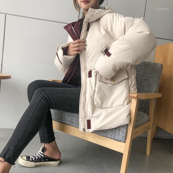 

parka women winter jacket women coats hooded coats female parka thick oversize padded lining winter female1, Black