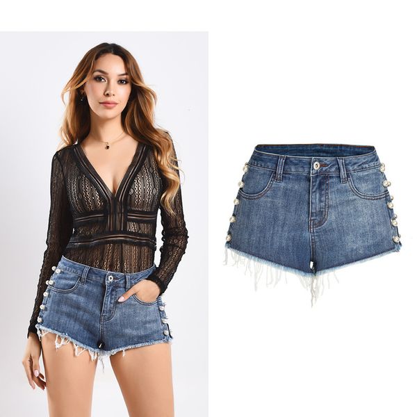 

2020 breeches washed women's in pearl hair rivet should lift the shorts nmsb, White;black