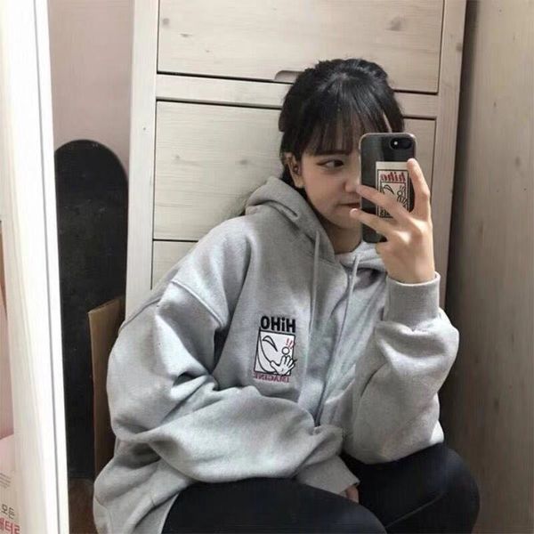 

lkorean version ins languid plush sweater women's cotton yuansuo bf wind autumn and winter loose coat fashion, Black