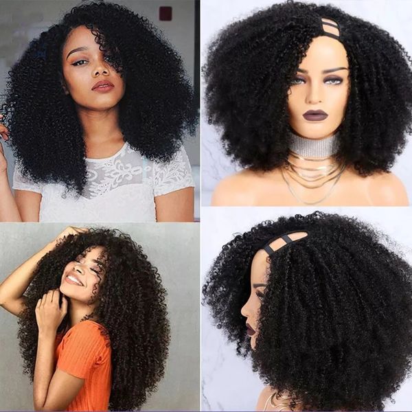 Afro Kinky Kıvırcık 250 Yence 2x4 Orta Bob U Parça Peruk İnsan Saçları Hint 10a Remy% 100 İşlenmemiş Tam Makine Cheaps Uçart Peruk