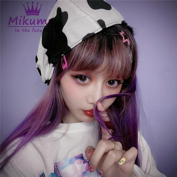 

harajuku style cow print beret for women girls retro painter caps, Blue;gray