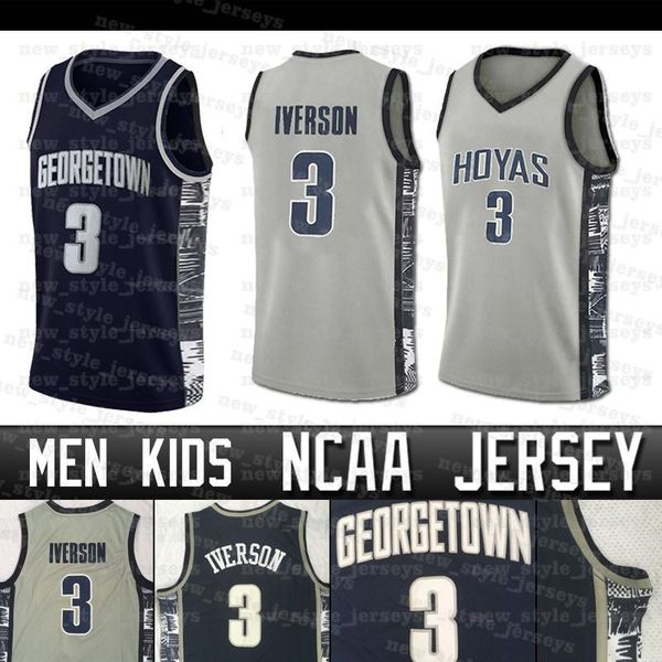 

ncaa gedretown hoyas iverson jersey allen high school basketball jerseys san diuego state leonard 15 kawhi durant harden johnson, Black;red