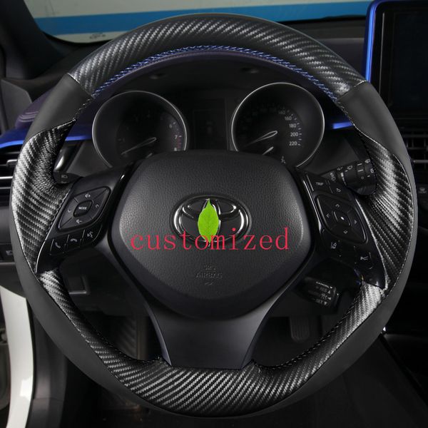 

custom hand-stitched leather car steering wheel cover for toyota yaris fjcruiser fj corolla markx series accessories