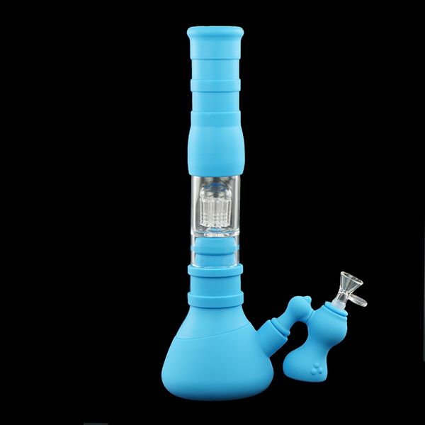 14,4'' Filterwasserpfeife Bohrinsel Bongs Glasbrecher Bong Rauchpfeifen Dab Rigs für Zigarettensilikon