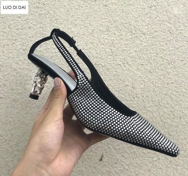 

2021 women high heels diamond stud pumps wedding shoes ladies glitter party shoes rhinestone stud mix color pumps1, Black