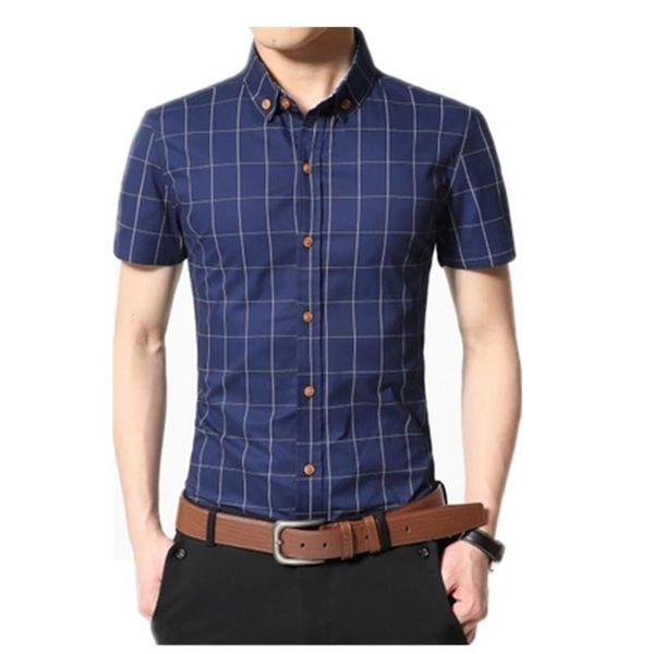 

мужская рубашка мужская шорты рукава slim fit checkered платье-рубашка 2020 летняя каммаса социальная взыскание chemise homme, White;black