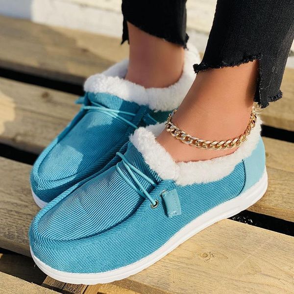 

boots rimocy winter cotton shoes woman casual flat heels short plush ankle for women platform lace up cotmfortable, Black