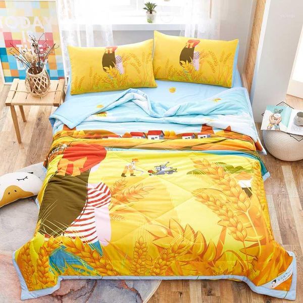 

cartoon children summer quilt soft cotton air conditioning duvet washable adults bed bedspread students quilted bed quilt1