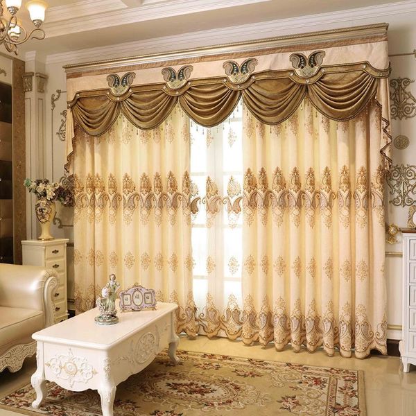 

european hollow embroidery shading curtains for living dining room bedroom.