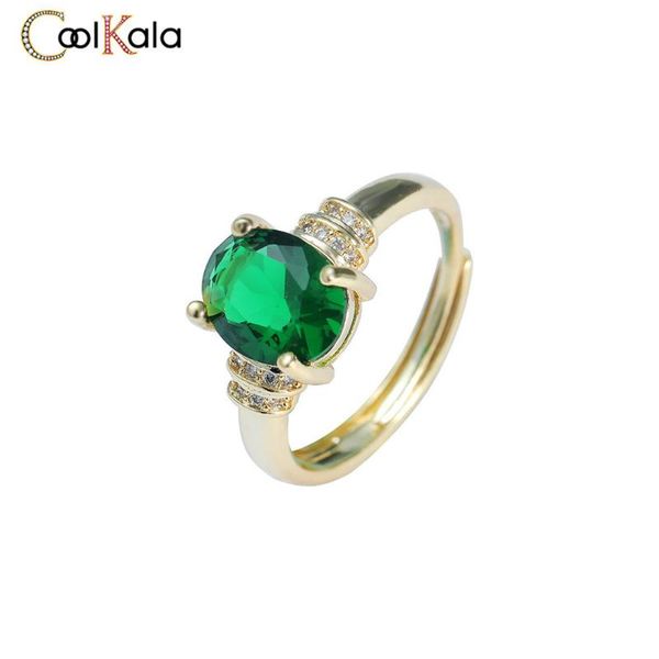 

wedding rings coolkala style fashion color green tourmaline open female living ring, Slivery;golden