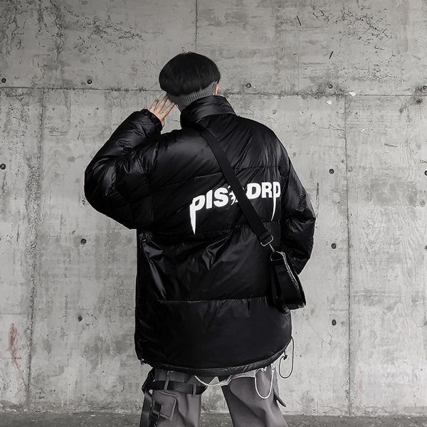 

2021 men's casual oversize down jackets autumn winter new woman thicken warm korean streetwear male hip hop clothing p8y8, Black