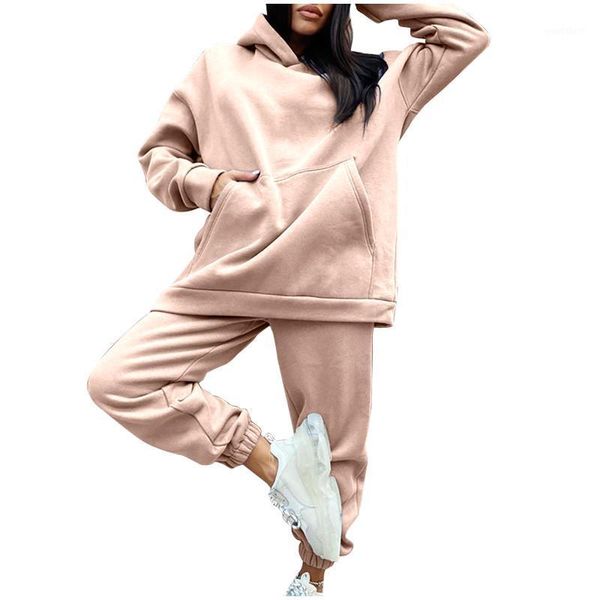 

ladies fleece fashion casual sports suit hoodiesweater ladies sports suit hooded pullover solid color hoodiesweater women1, Black