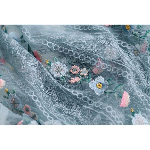 

white/black/blue mesh embroidered fabric 130cm width 0.5m/lot fresh lace fabric for dress tshirt sewing craft access jlljoy