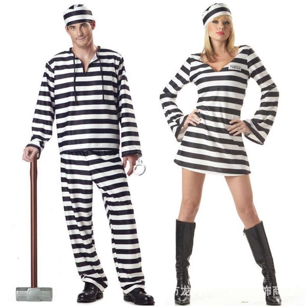 

striped new white black prisoner's and costume, couple's uniform, halloween uniform role play, Black;gray