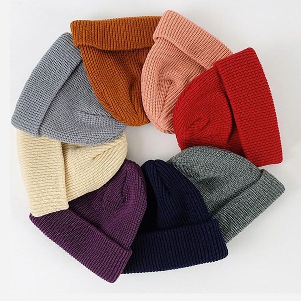 

factory direct knit hat women go out to keep warm in winter melon skin knit men's solid color wild couple caps, Black;white