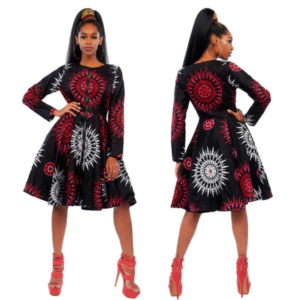 

printed km80008 dress women's national, Black;gray