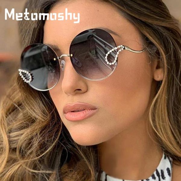 

sunglasses 2021 rhinestone women fashion brand designer round rimless frame sun glasses diamond vintage shades eyeglasses uv400, White;black